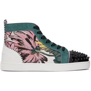Christian Louboutin Lou Spikes Orlato Hanabi Floral Hi-Top Sneakers 41.5 EU 8.5